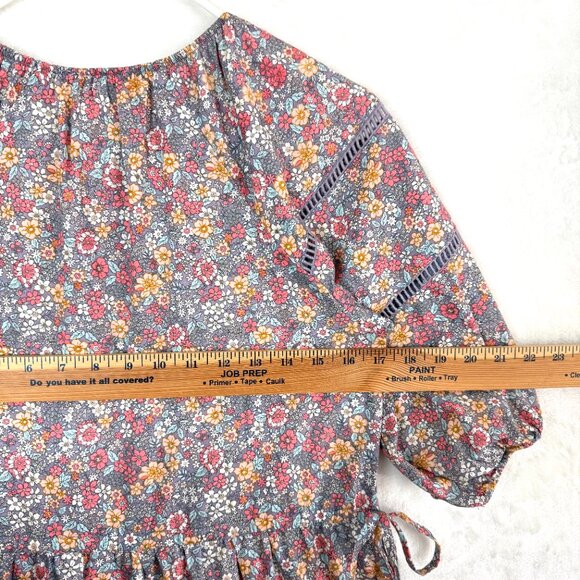 Calista Dakota Midi Poplin Tiered Dress Womens S Purple Micro Floral Cottage - Picture 6 of 10